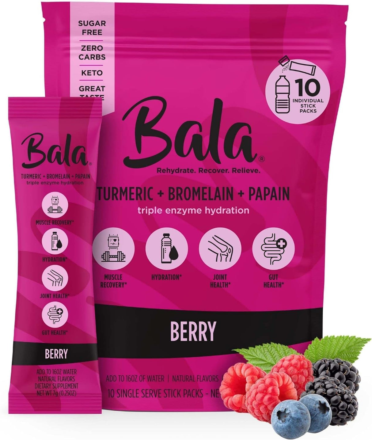 Bala Electrolyte Berry Hydration Sticks, Pack of 8 - Cozy Farm