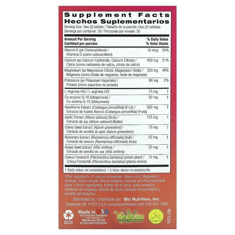 Bio Nutrition Blood Pressure Wellness Tablets (60 ct) - Cozy Farm