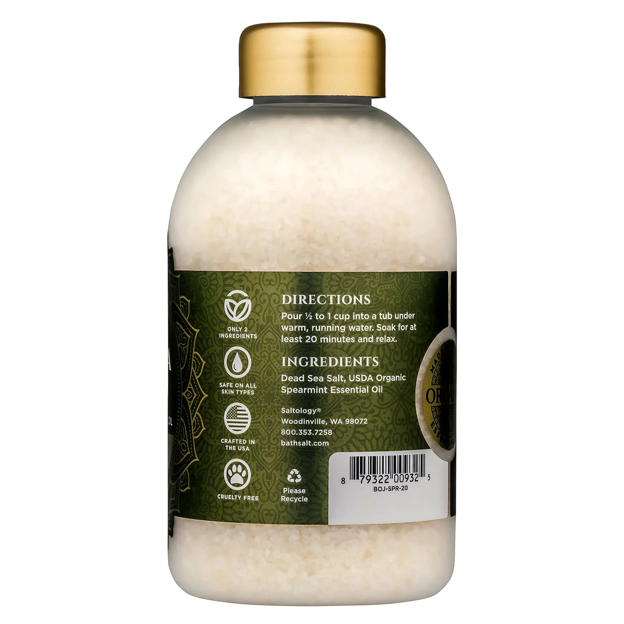 Bokek Dead Sea Bath Salt - Refreshing Spearmint, 21 Oz - Cozy Farm