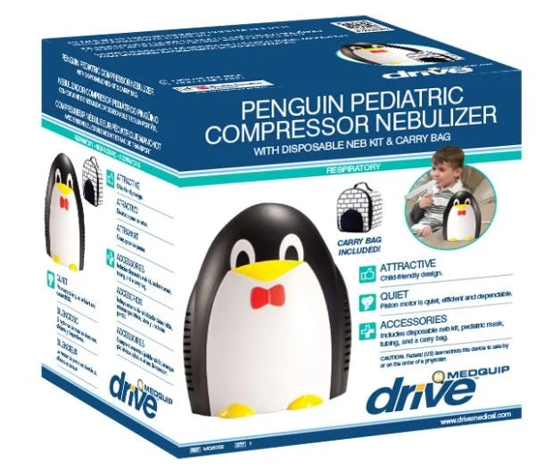 Penguin Pediatric Nebulizer Compressor with Disposable Neb Kit - Child-Friendly Respiratory Treatment