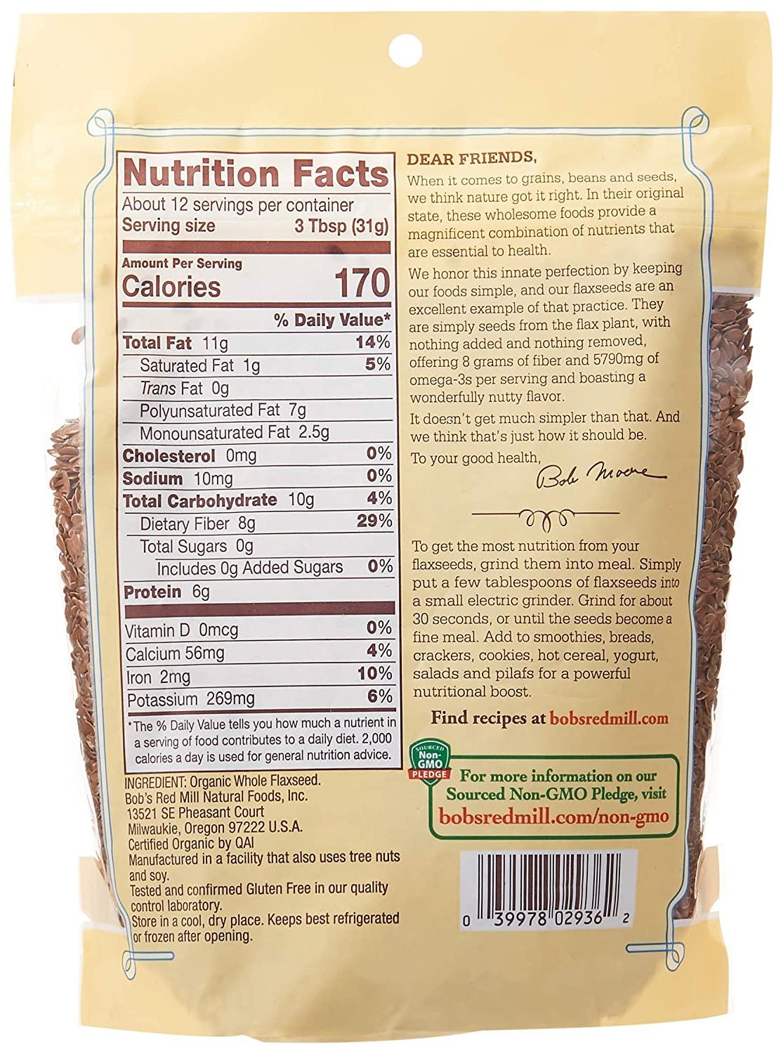 Bob's Red Mill Gluten Free Organic Brown Flaxseeds - Pack of 4,13 Oz - Cozy Farm