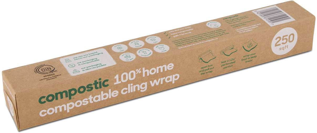 Compostic Food Wrap Cling, Case of 12 Rolls, 250 ft Each - Cozy Farm