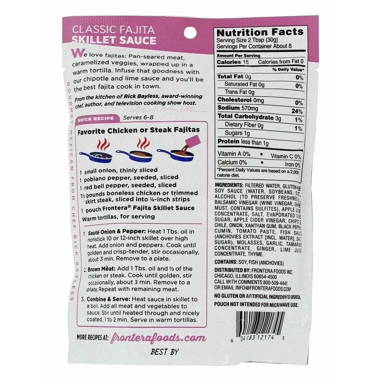Frontera Classic Fajita Skillet Sauce with Chipotle & Lime, Gluten-Free, 8 oz, Case of 6