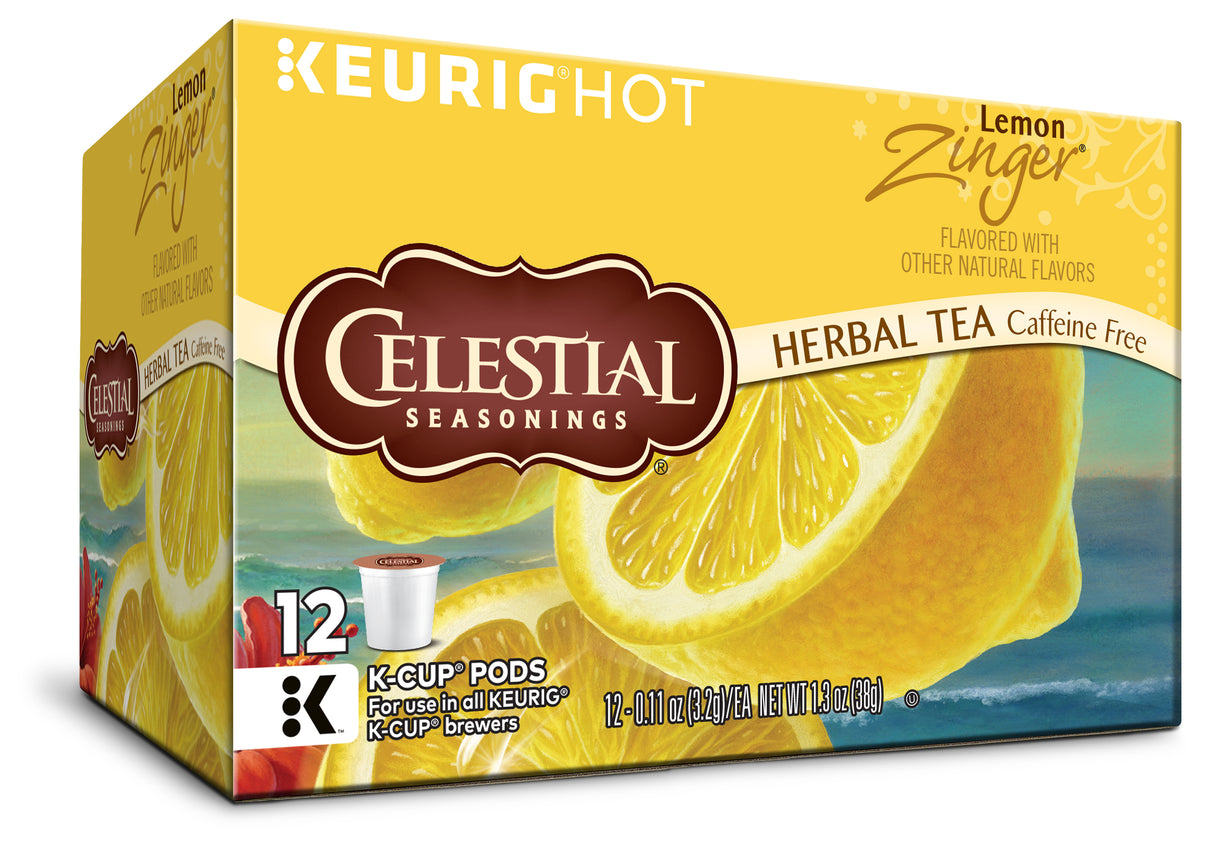 Celestial Seasonings Lemon Zinger Herbal Tea K-Cups, Pack of 6 or 12 - Cozy Farm