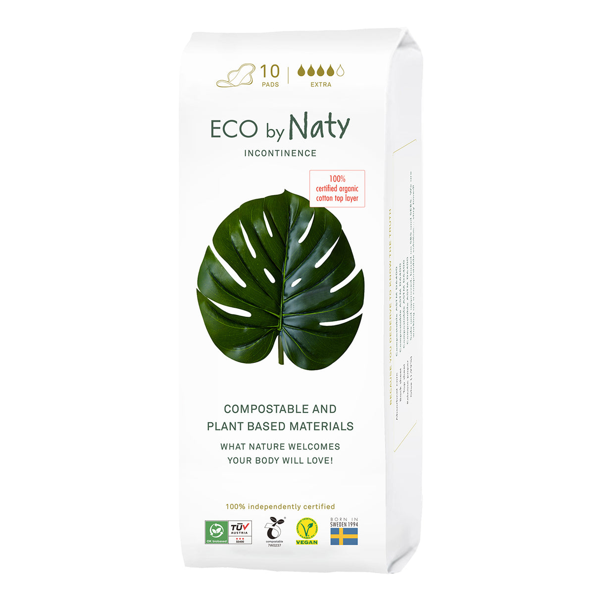 Eco By Naty Extra Incontinence Pads (12 Pack of 10 Count) - Cozy Farm