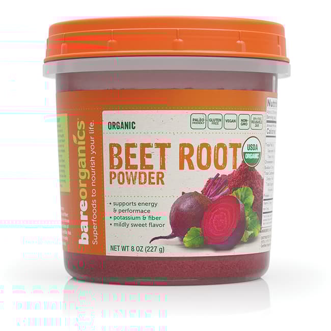 Bare Organics - Organic Beet Root Powder, 8 oz - Superfood Supplement