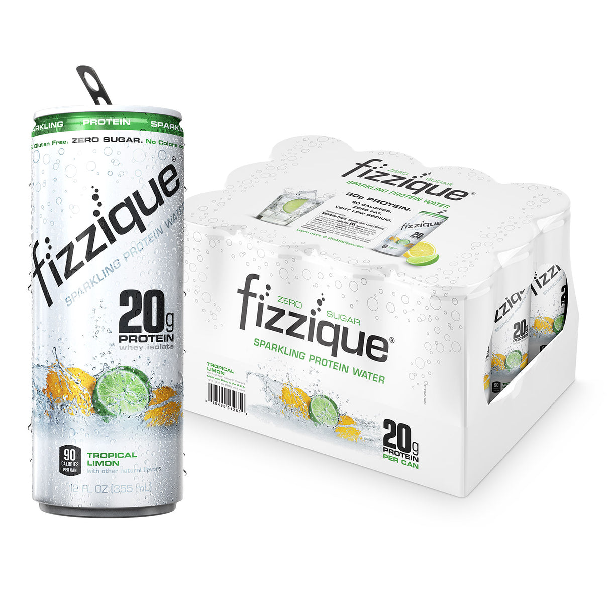 Fizzique - Water Sparkling Protein Limon - Case Of 12-12 Fz - Cozy Farm