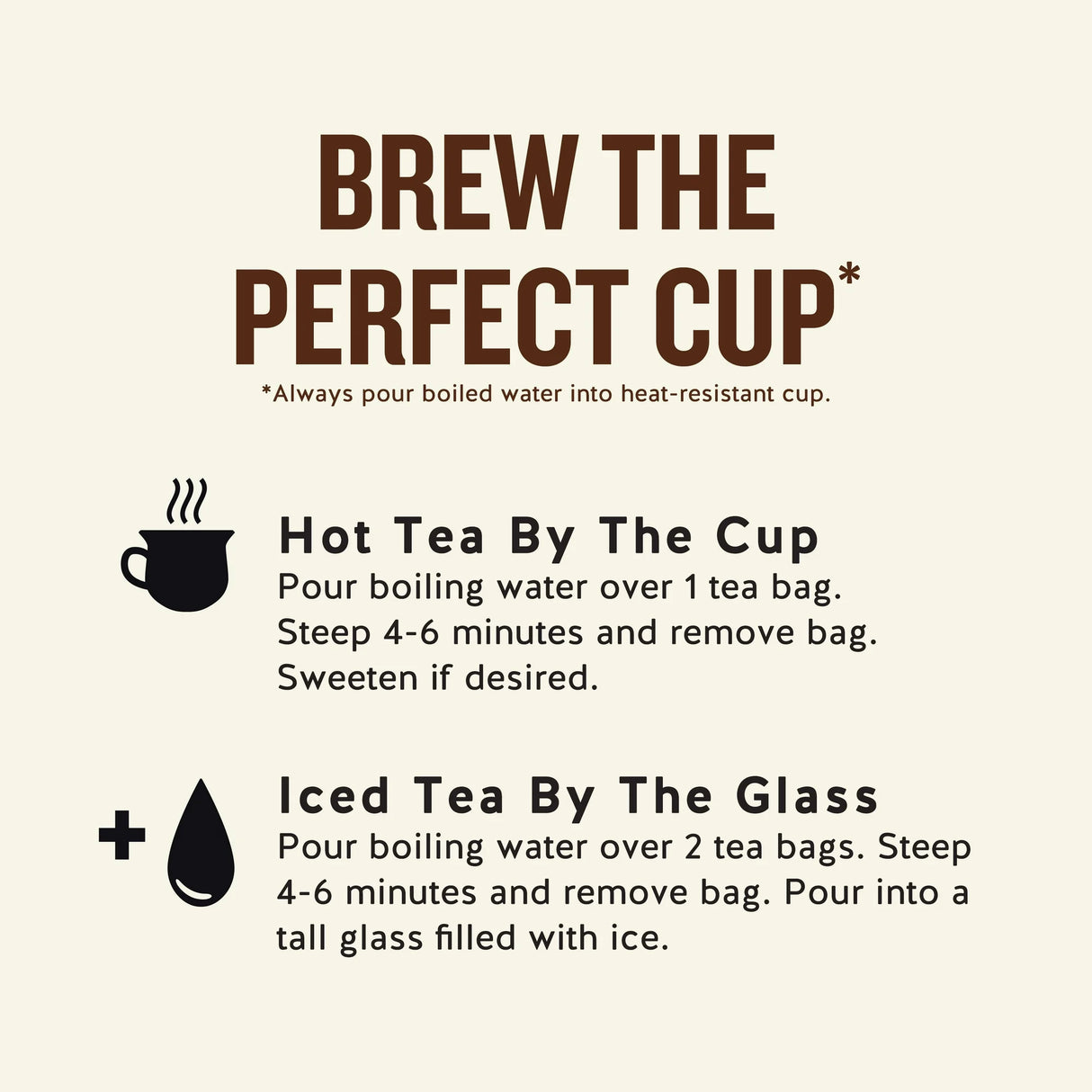 Instructions for brewing tea on a beige background