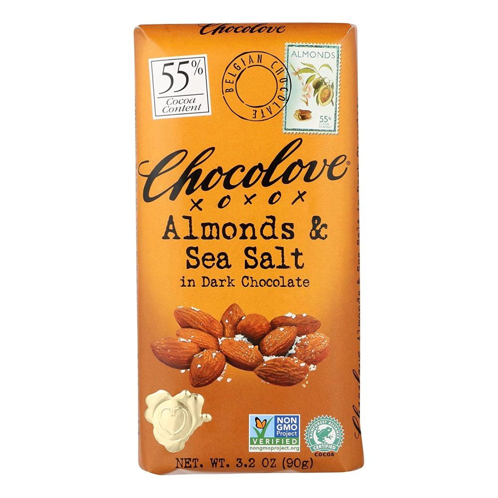 Chocolove - Bar Milk Chocolate Almond Sea Salt (Pack of 12) 3.2 Oz - Cozy Farm