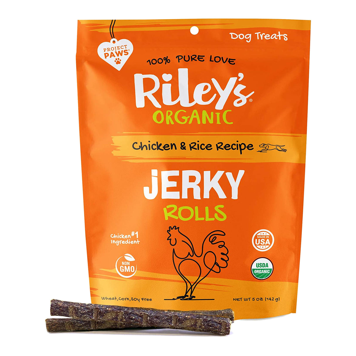 Riley's Organic Dog Treats Chews Jerky Rolls (Pack of 8 - 5oz) - Cozy Farm