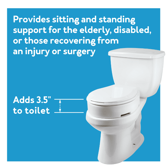 Carex Elongated Raised Toilet Seat - Elevated Riser for Standard & Elongated Toilets - 300 lb Capacity