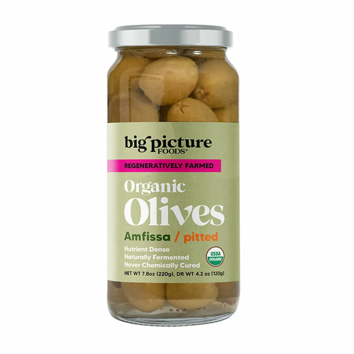 Big Picture Foods - Organic Amfissa Olives, 7.8 oz (Pack of 8) - Greek Kosher Olives