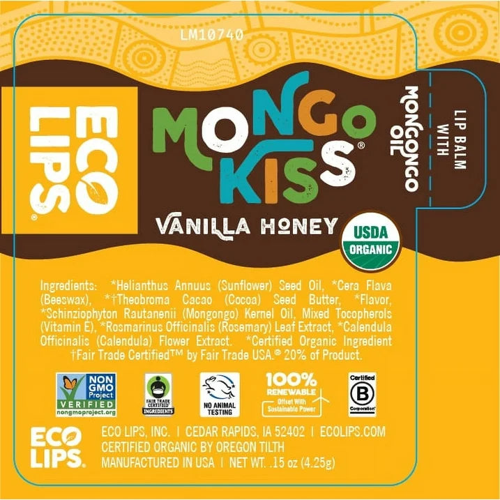 Eco Lips Organic Vanilla Honey Lip Balm, 15 Pack, 0.25 Oz Each - Cozy Farm