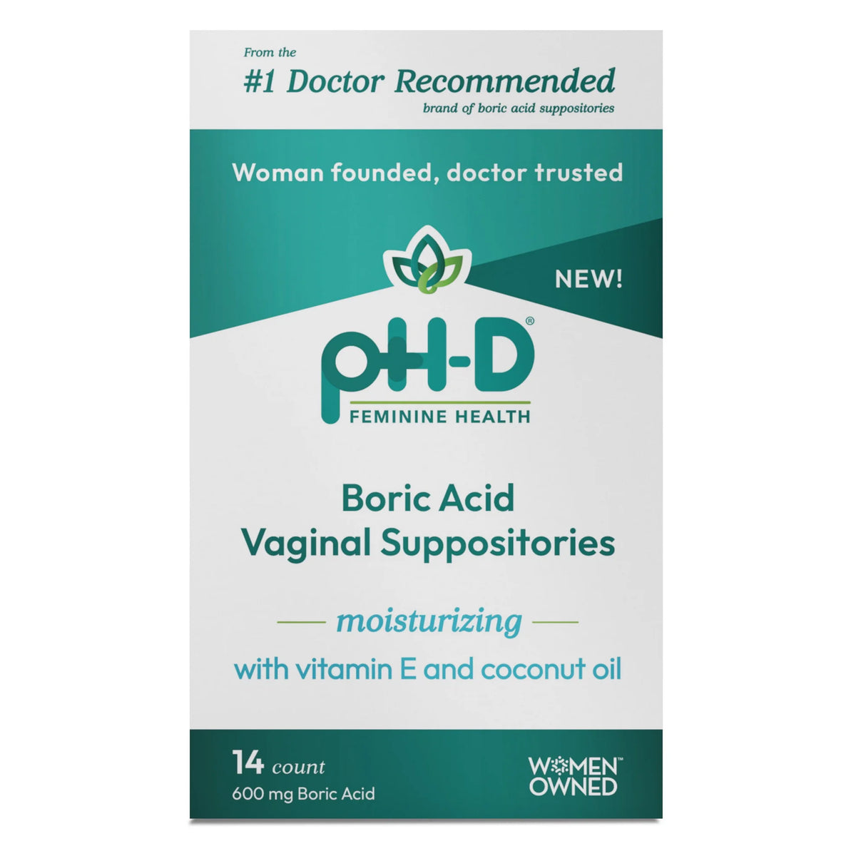 Ph-d Feminine Health - Boric Acid Vaginal Suppositories, 14 Count - Vaginal Health Support