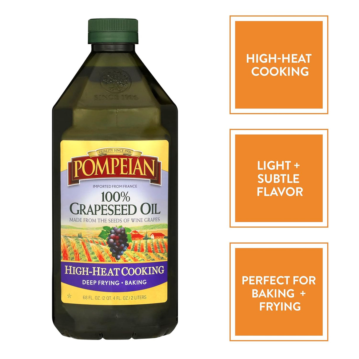 Pompeian 100% Grapeseed Oil (Pack of 6 - 24 Fl. Oz.) - Cozy Farm