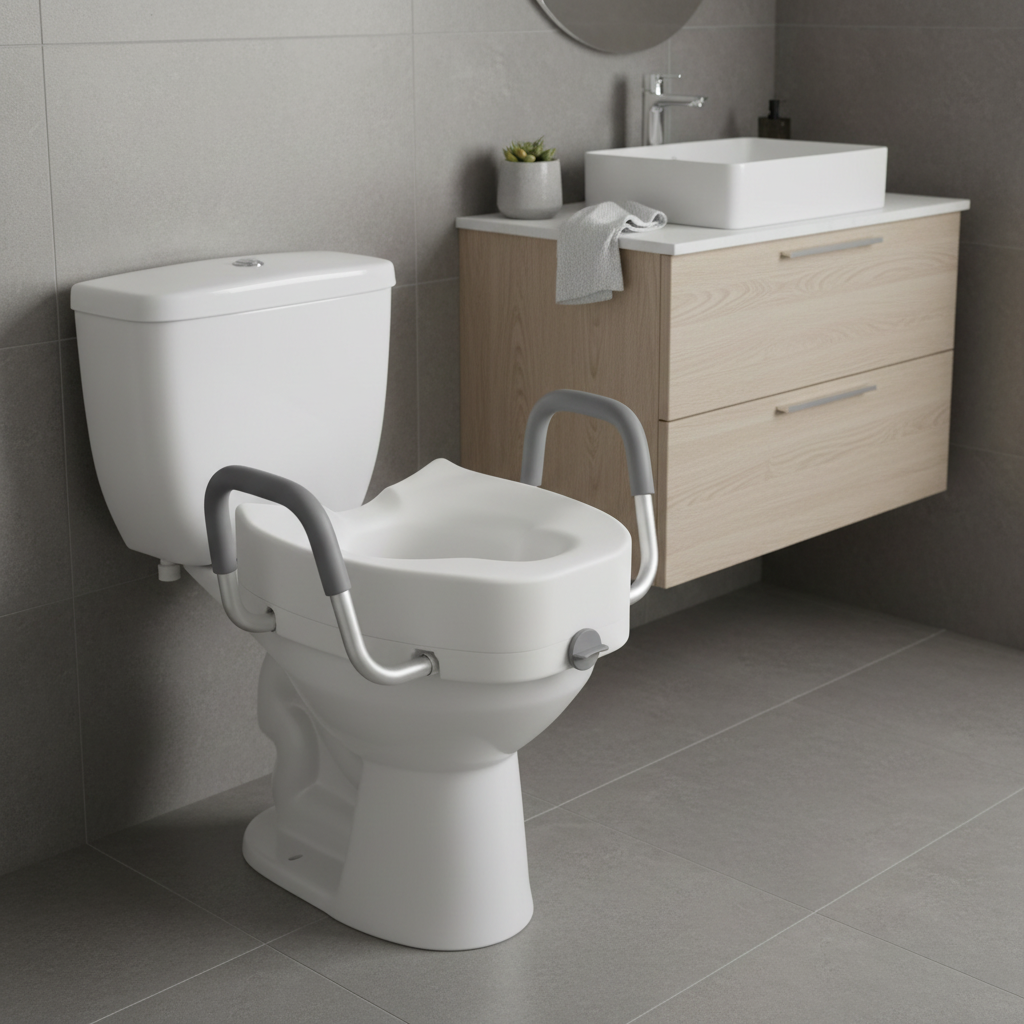 Raised Toilet Seat in Modern Bathroom