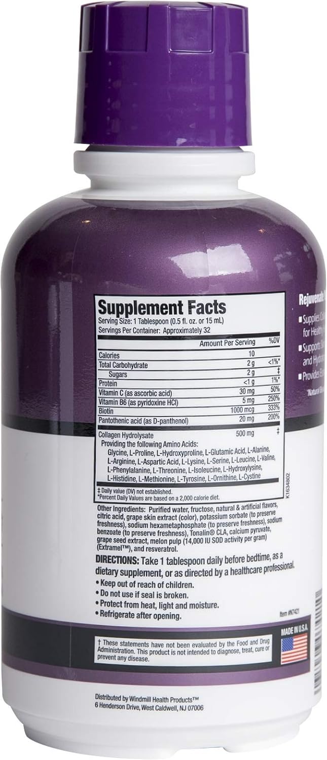 Rejuvicare Liquid Collagen Formula: Grape Flavor, 16 Fl Oz. - Cozy Farm