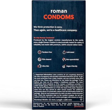 Roman Condoms 12-Pack - Your Essential for Safe Intimacy - Cozy Farm
