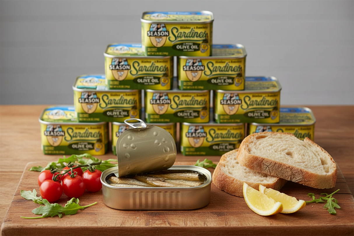 Season Brand Sardines Lifestyle with Stack of 12