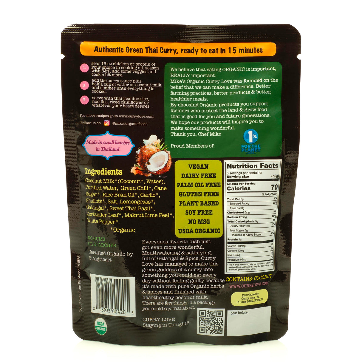 Mike's Organic Thai Style Green Curry Paste - 2.8 Oz (Pack of 6) - Cozy Farm