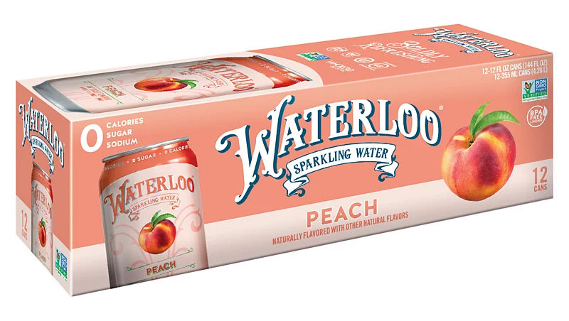 Waterloo Sparkling Peach Water (2 Pack of 12 Fl Oz Cans) - Cozy Farm 