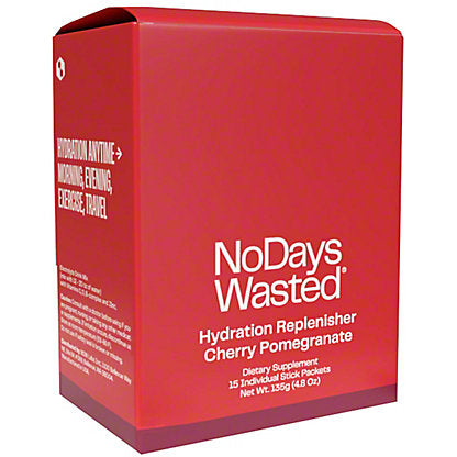 No Days Wasted Hydration Replenisher Sticks in Cherry Pomegranate Flavor (Pack of 15 - 0.32oz) - Cozy Farm