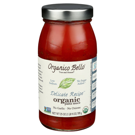 Organico Bello Delicate Tomato Sauce, 6 x 25 oz Packs - Cozy Farm 
