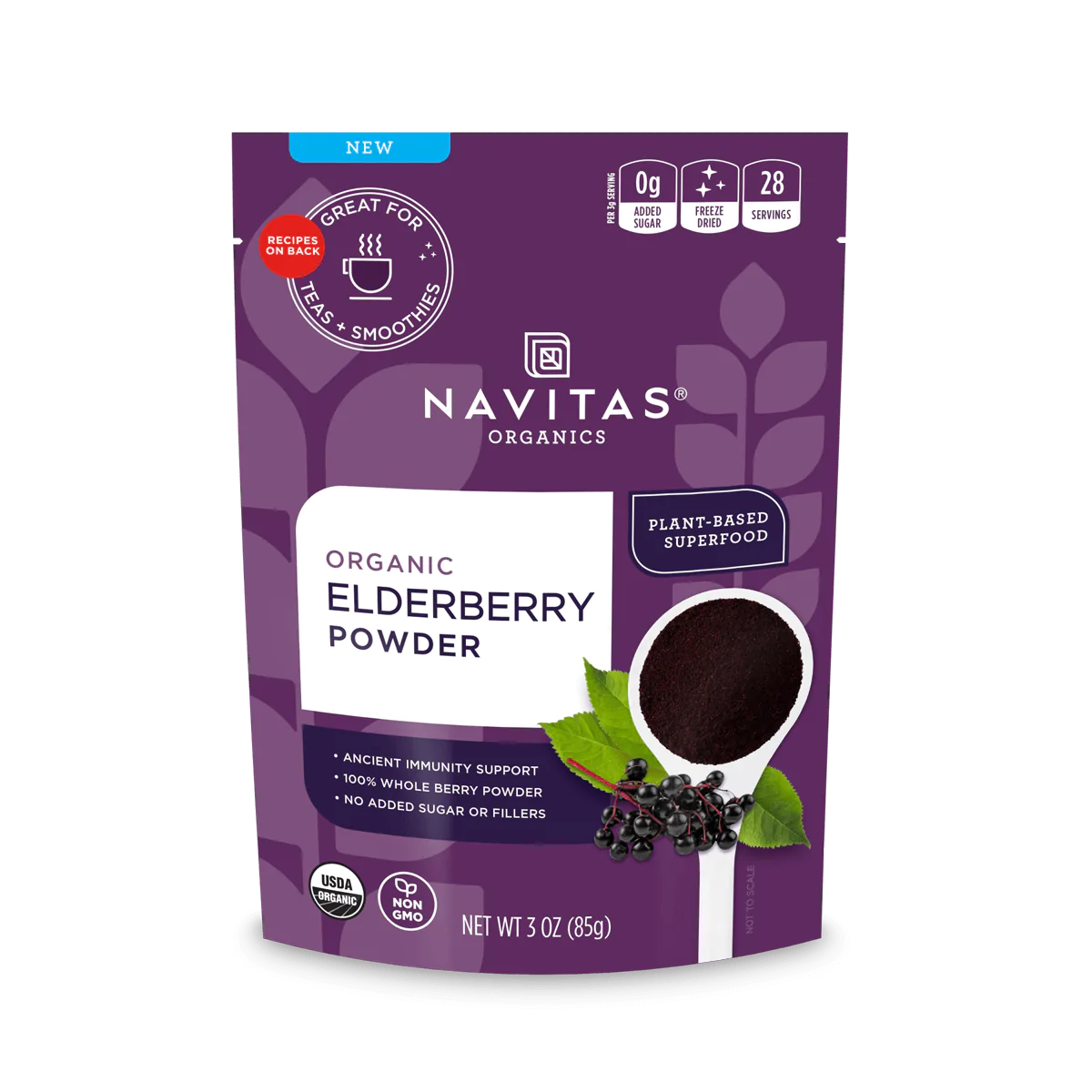 Navitas Organics Elderberry Powder: Boosts Immunity, Antioxidant-Rich Superfood (6-packs x 3 oz) - Cozy Farm