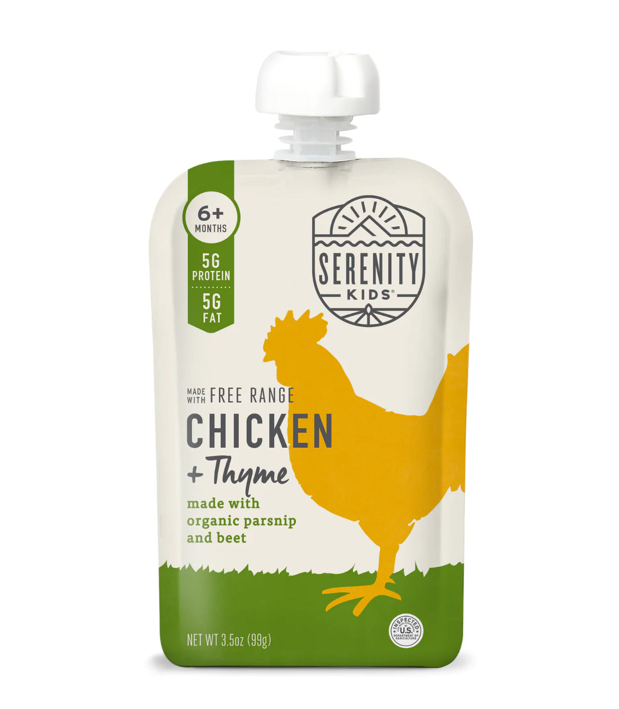 Serenity Kids Chicken Thyme Puree Pouch (Pack of 6) 3.5 Oz - Cozy Farm