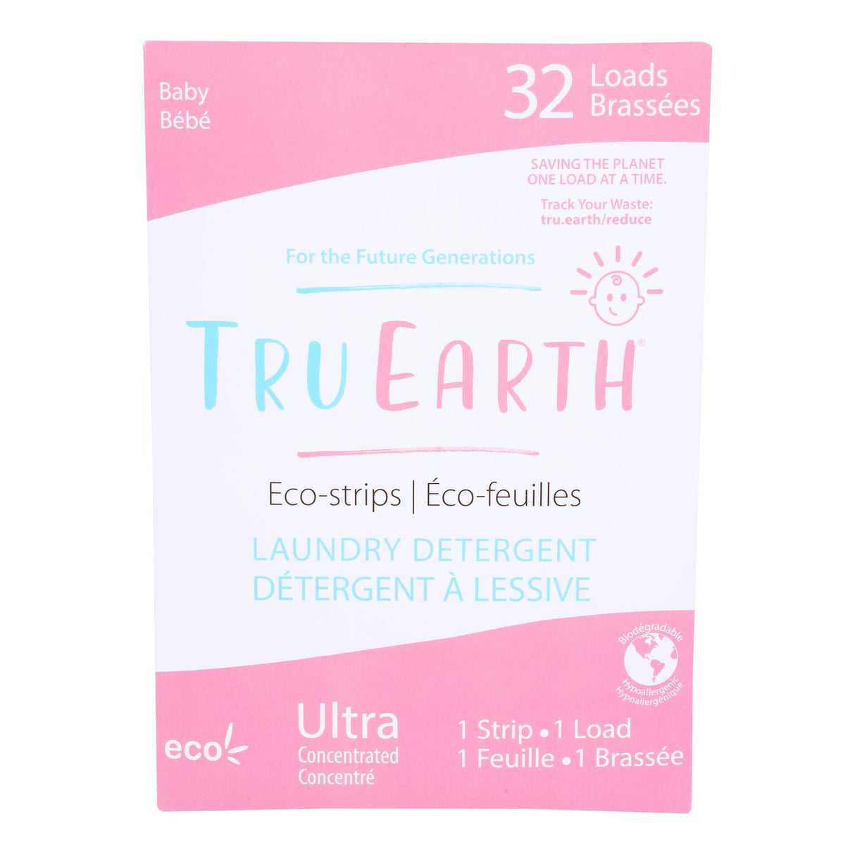 Tru Earth Baby Eco-Friendly Laundry Detergent Strips - Case of 12 x 32 Count - Cozy Farm