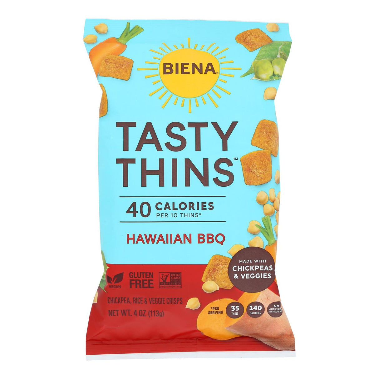 Biena Tasty Thins Hawaiian BBQ Snack Crackers (4 Ounce) - 12 Pack - Cozy Farm