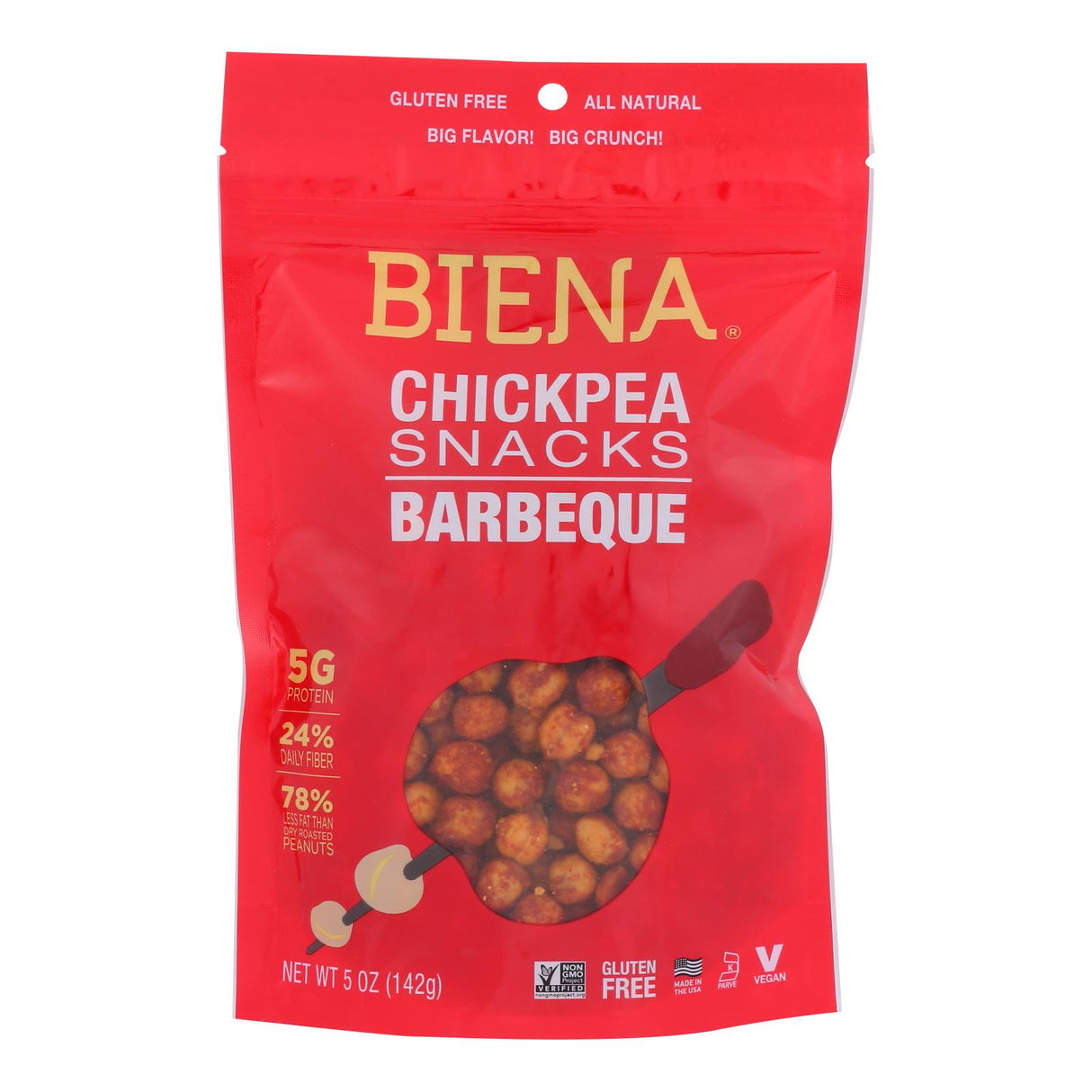 Biena Barbeque Chickpea Snacks - 5 Oz. (Pack of 8) - Cozy Farm