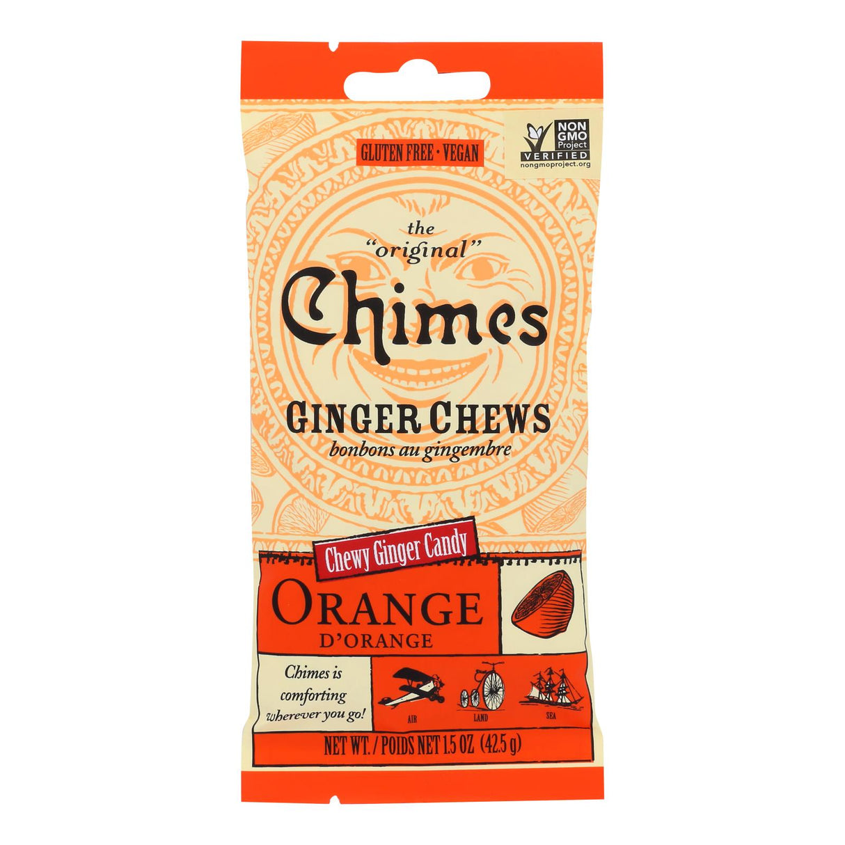 Chimes Orange Citrus Ginger Chews - 1.5 oz Individual Packs - Case of 12 - Cozy Farm