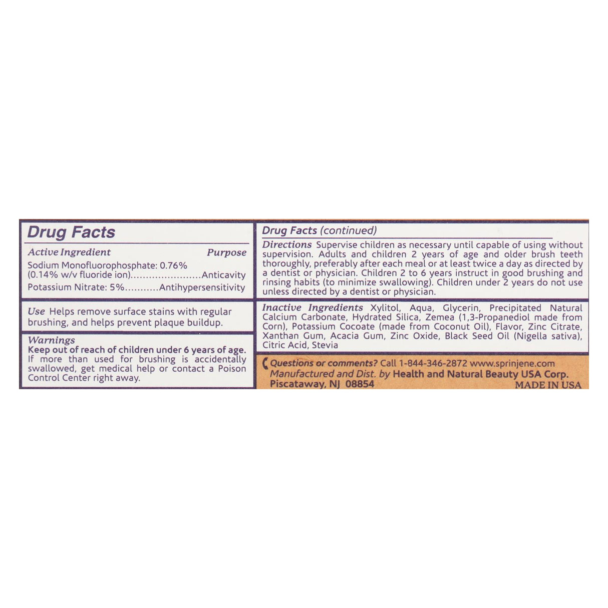 Sprinjene Natural Sensative Toothpaste with Flouride - 3.5 Oz - Cozy Farm