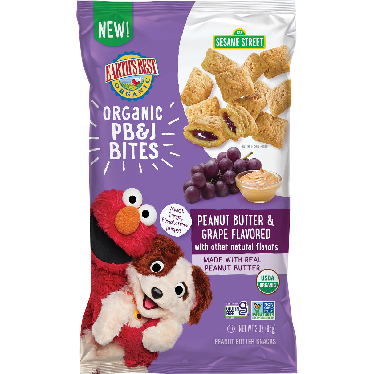 Earth's Best Bites Peanut Butter Jelly (Grape) Snacks (Pack of 6 - 3 Oz.) - Cozy Farm