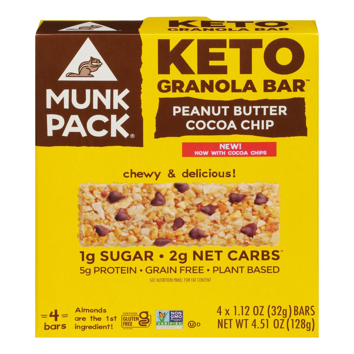 Munk Pack Keto Granola Bars: Peanut Butter Chip, Low-Carb, Gluten-Free (6 Pack, 1.12 oz Each) - Cozy Farm
