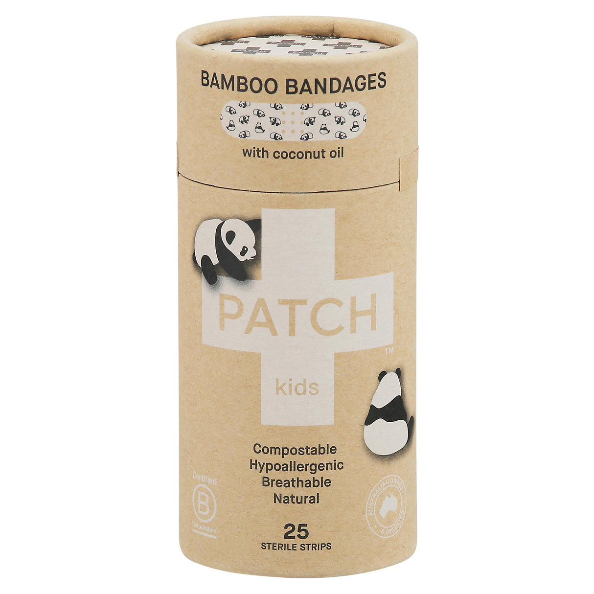 Patch Kids Coconut Bamboo Bandages - 25 Ct | 3 Pack Case - Cozy Farm