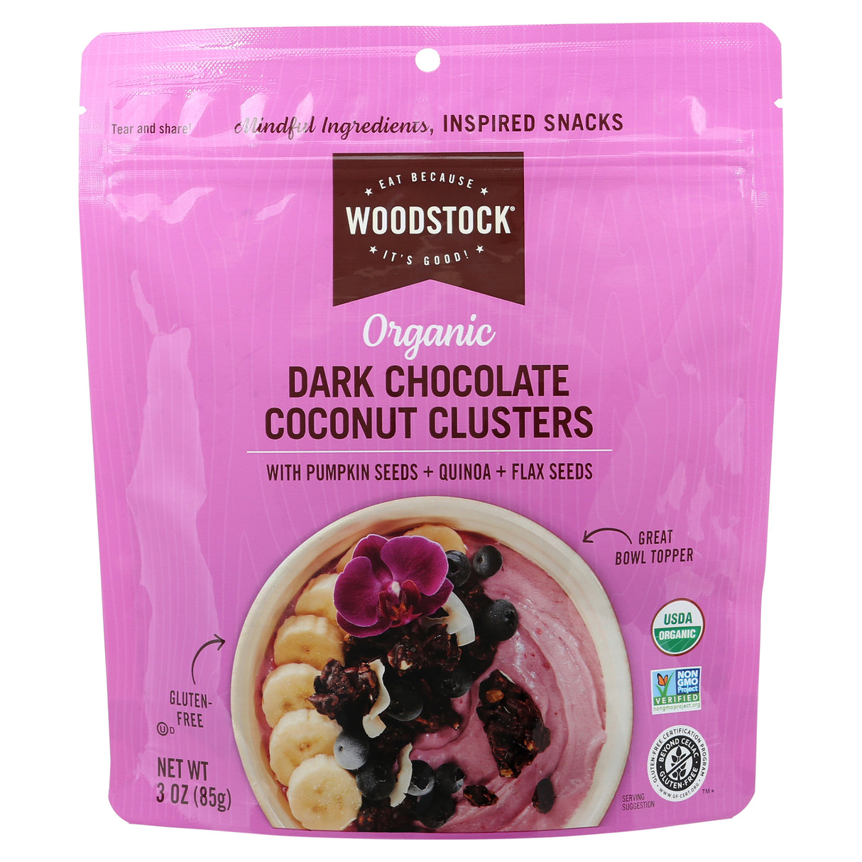Woodstock Coconut Cluster Dark/Milk Chocolate - 3 Oz (12 Pack) - Cozy Farm