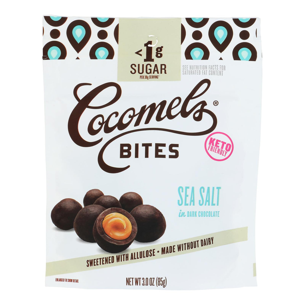 Cocomels Keto Bites Dark Chocolate Sea Salt, 3.00 Oz. Case of 6 - Cozy Farm