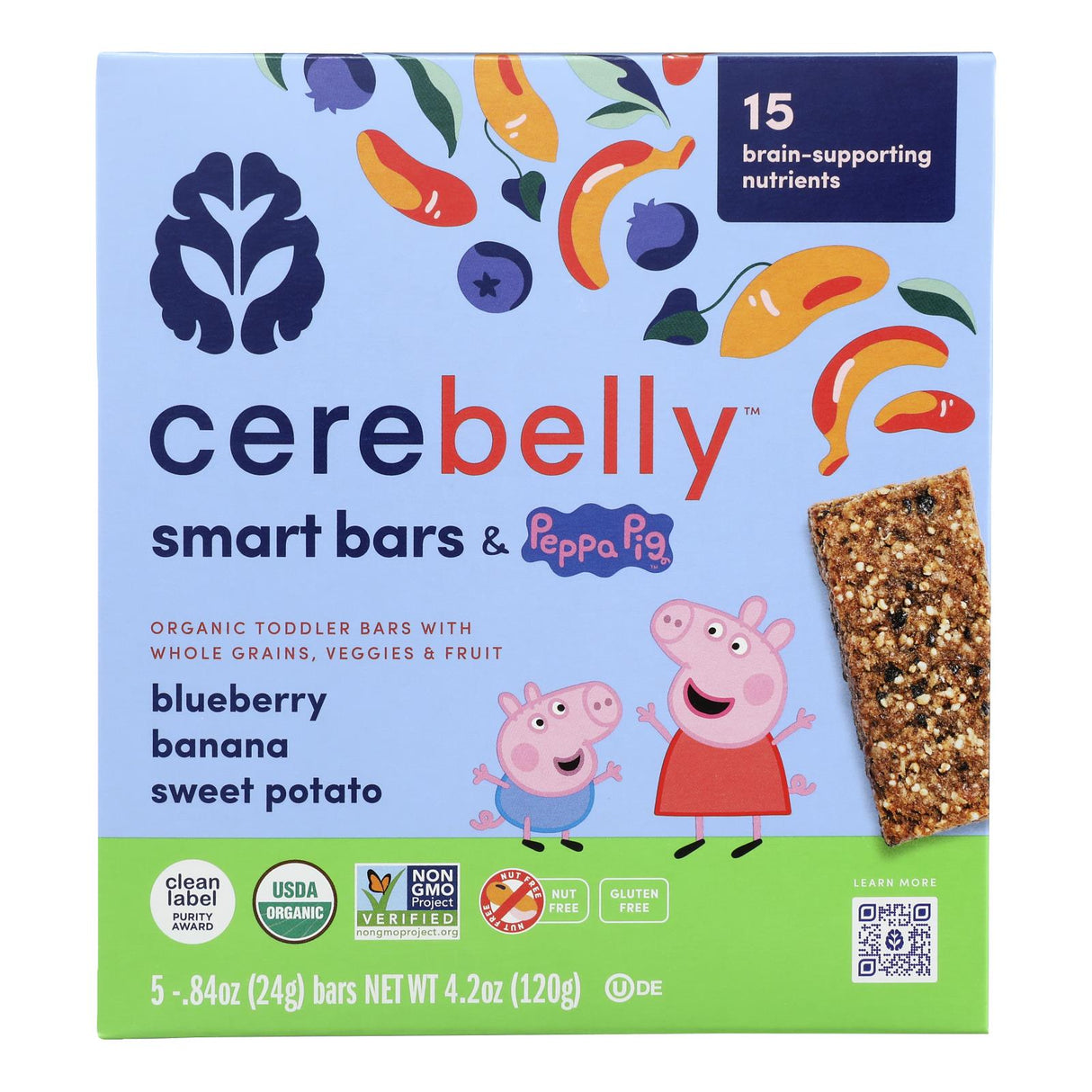 Cerebelly Smart Bar - Delicious Blueberry Purees - Case of 6 (4.2 oz each) - Cozy Farm