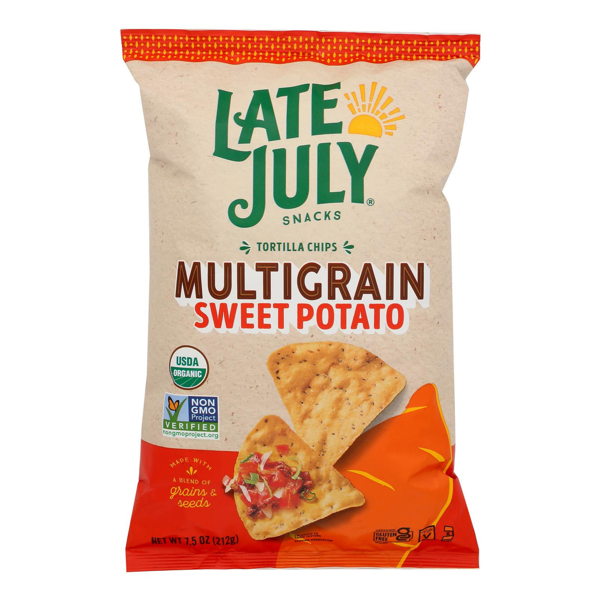 Late July Snacks Tortilla Chips, Veggie Sweet Potato, 7.5 Oz, Case of 12 - Cozy Farm