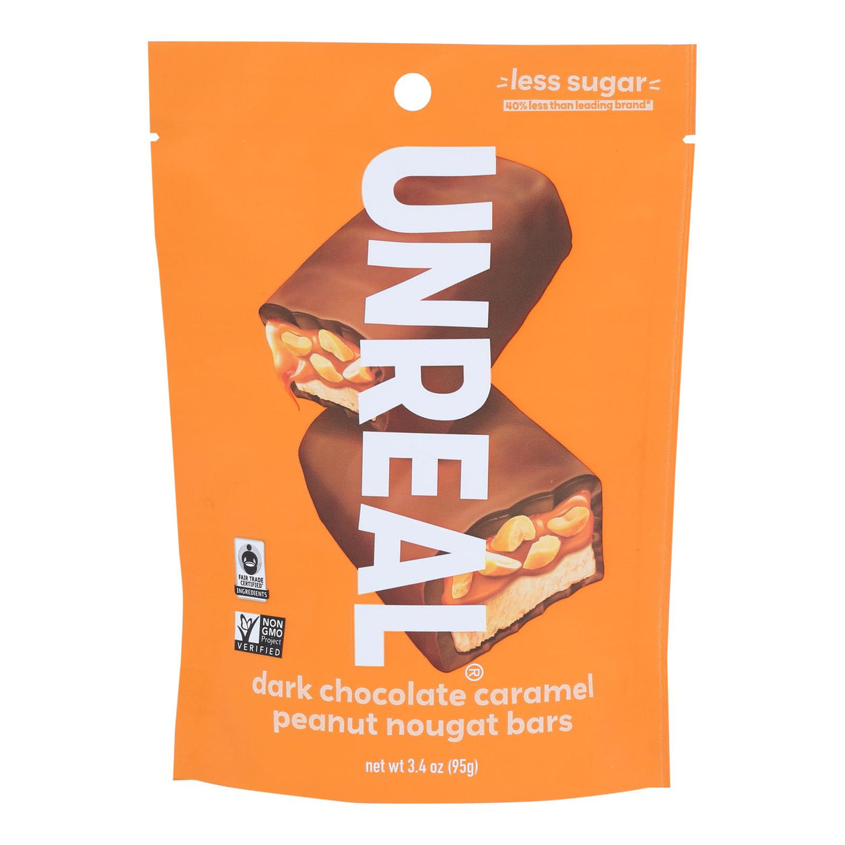 Unreal - Bar Chocolate Caramel Peanut Noug - Case Of 6-3.4 Oz - Cozy Farm