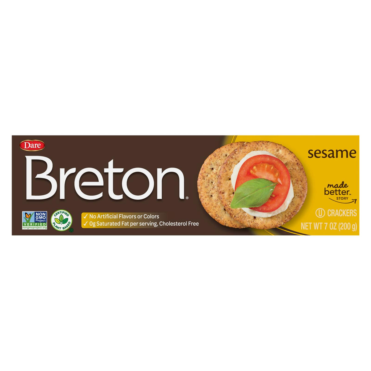 Breton Dare Sesame Crackers 7 Oz Pack of 12 - Cozy Farm