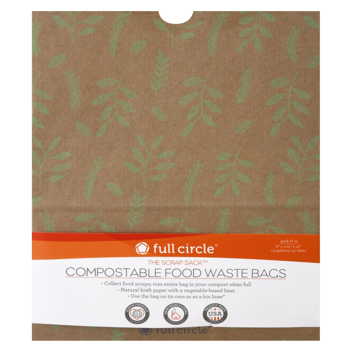 Full Circle Home Compostable Food Waste Bags - 10 Count (Case of 6) - Cozy Farm