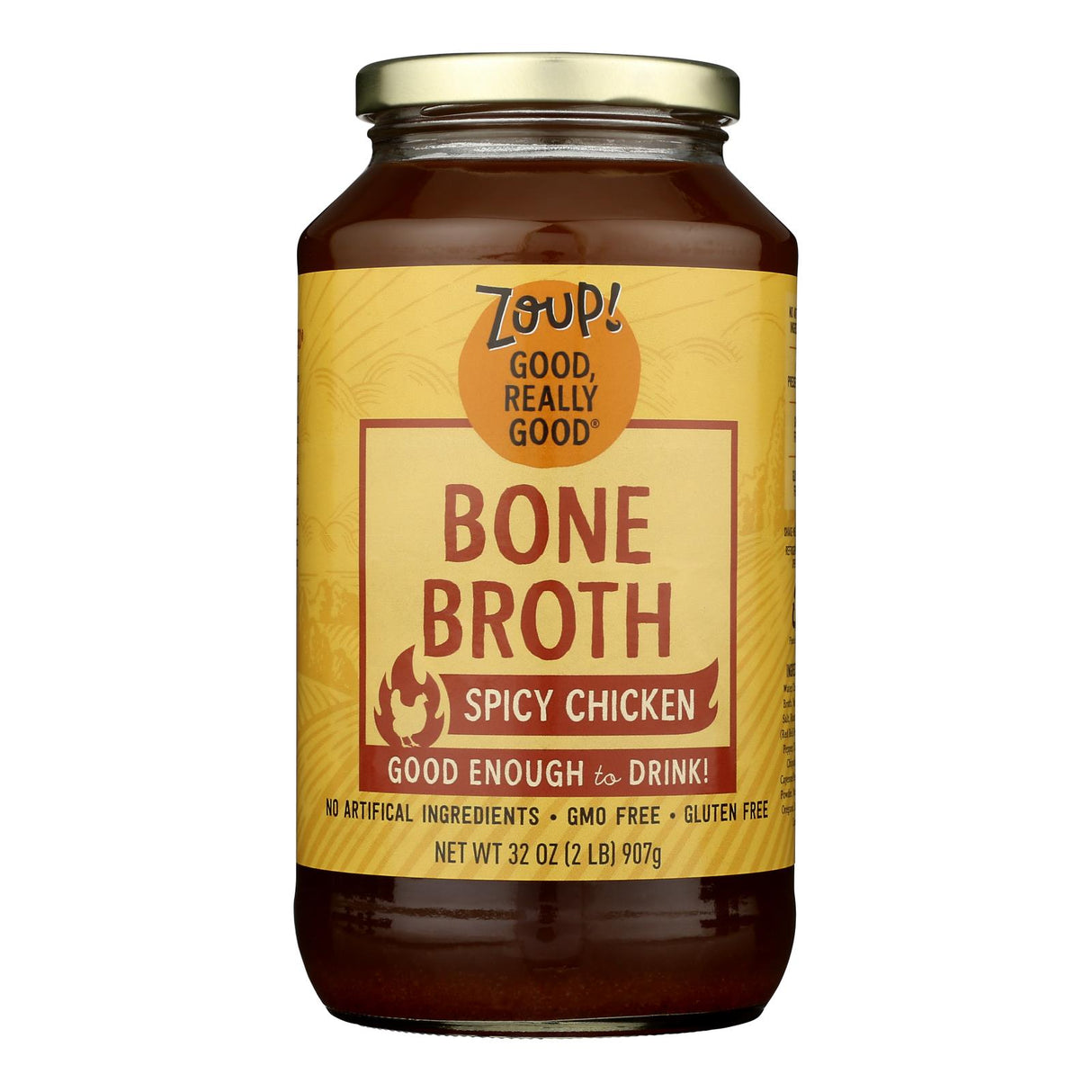 Zoup! Good, Really Good Spicy Chicken Bone Broth, 32 Oz, Case of 6 - Cozy Farm