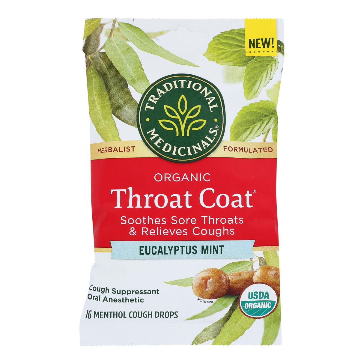 Traditional Medicinals Eucalyptus Mint Lozenges - Case of 12 - 16 Ct per Box - Cozy Farm