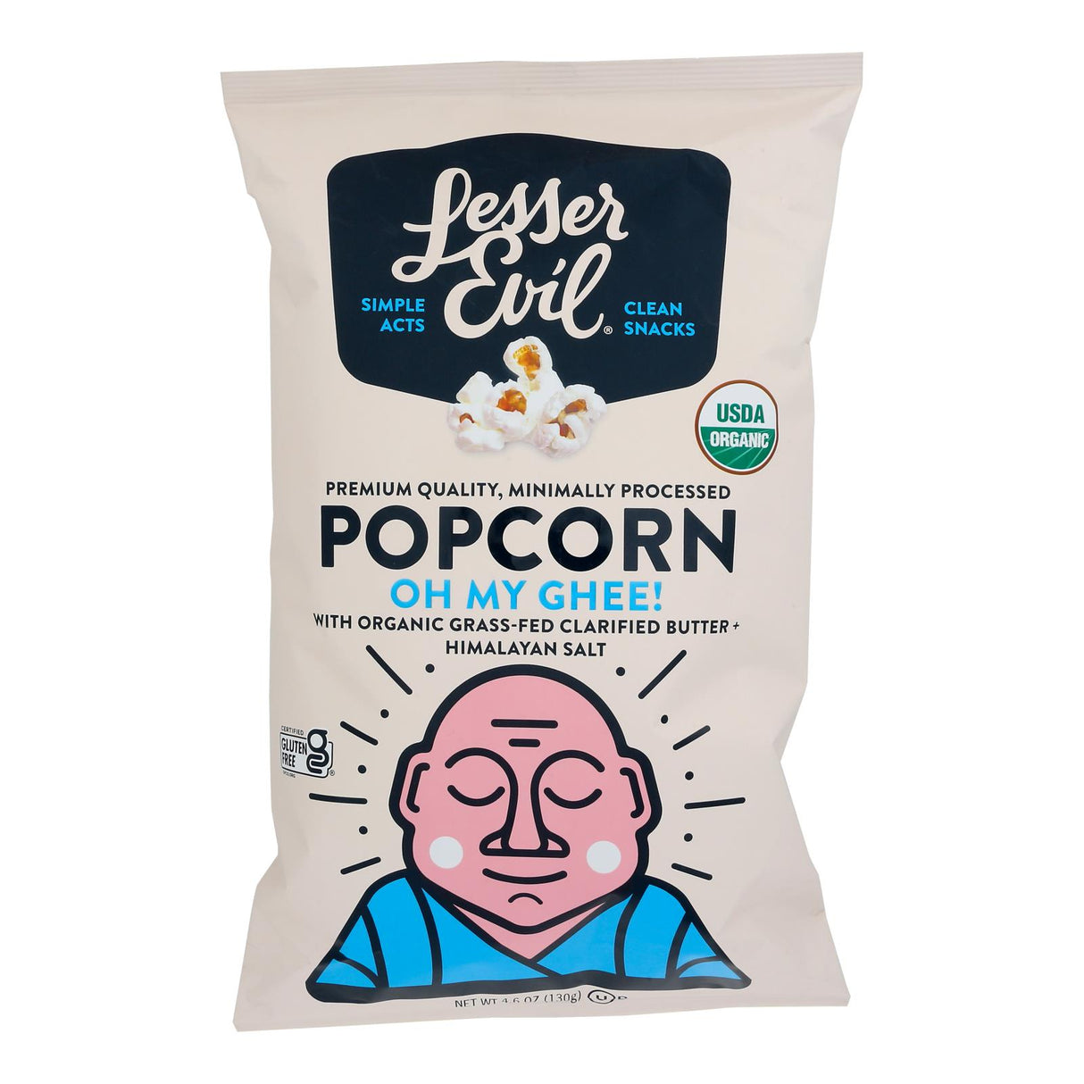 Lesser Evil Organic Popcorn, Oh My Ghee! 4.6oz (Case of 12) - Cozy Farm