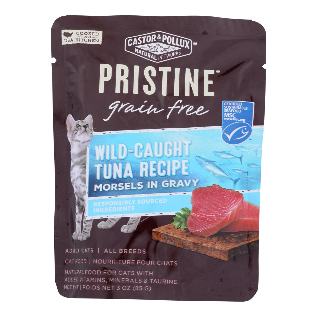 Castor & Pollux Wild Tuna Gravy Cat Food - 3 Oz Single Serve Cups (Case of 24) - Cozy Farm