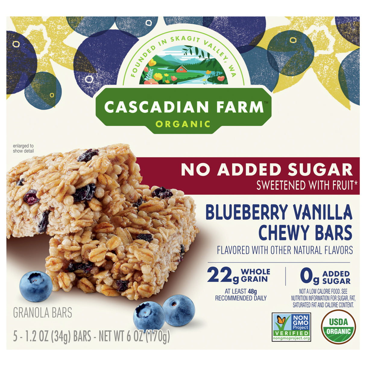Cascadian Farm Chewy Blueberry Granola Bars, 6 Oz (Pack of 6) - Cozy Farm