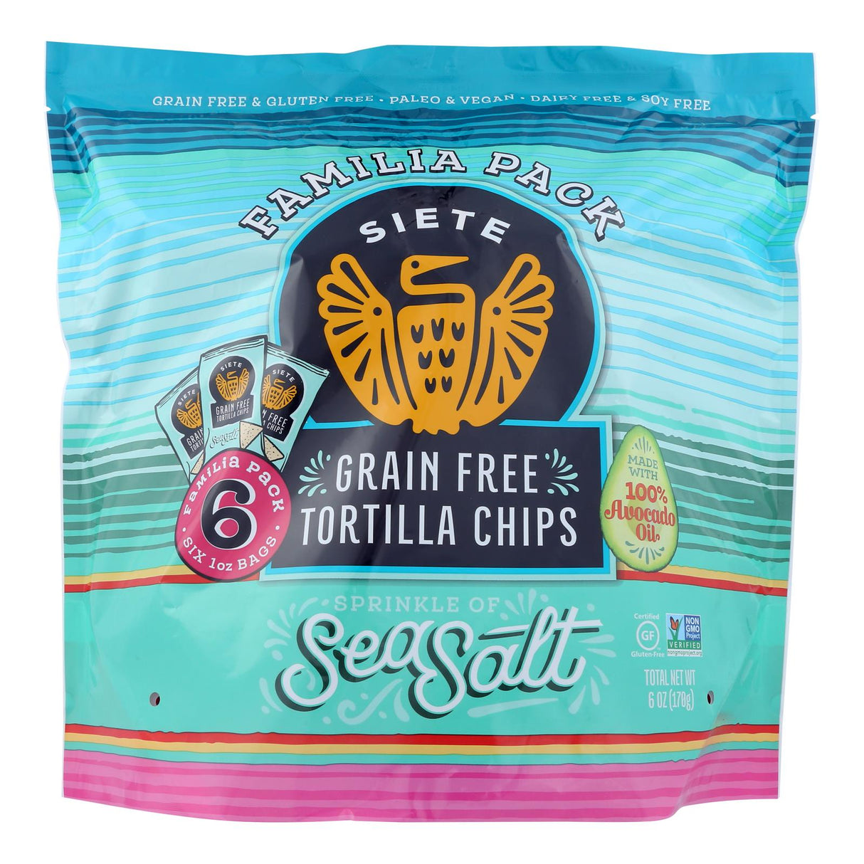 Siete Sea Salt Grain Free Tortilla Chips, Pack of 6 - Cozy Farm